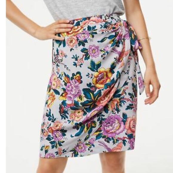 Loft Floral Draped Front Pencil Skirt - Picture 2 of 10